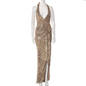 Nookie Plunge Neckline Long Dress ; Gold (size S) - worn one time!